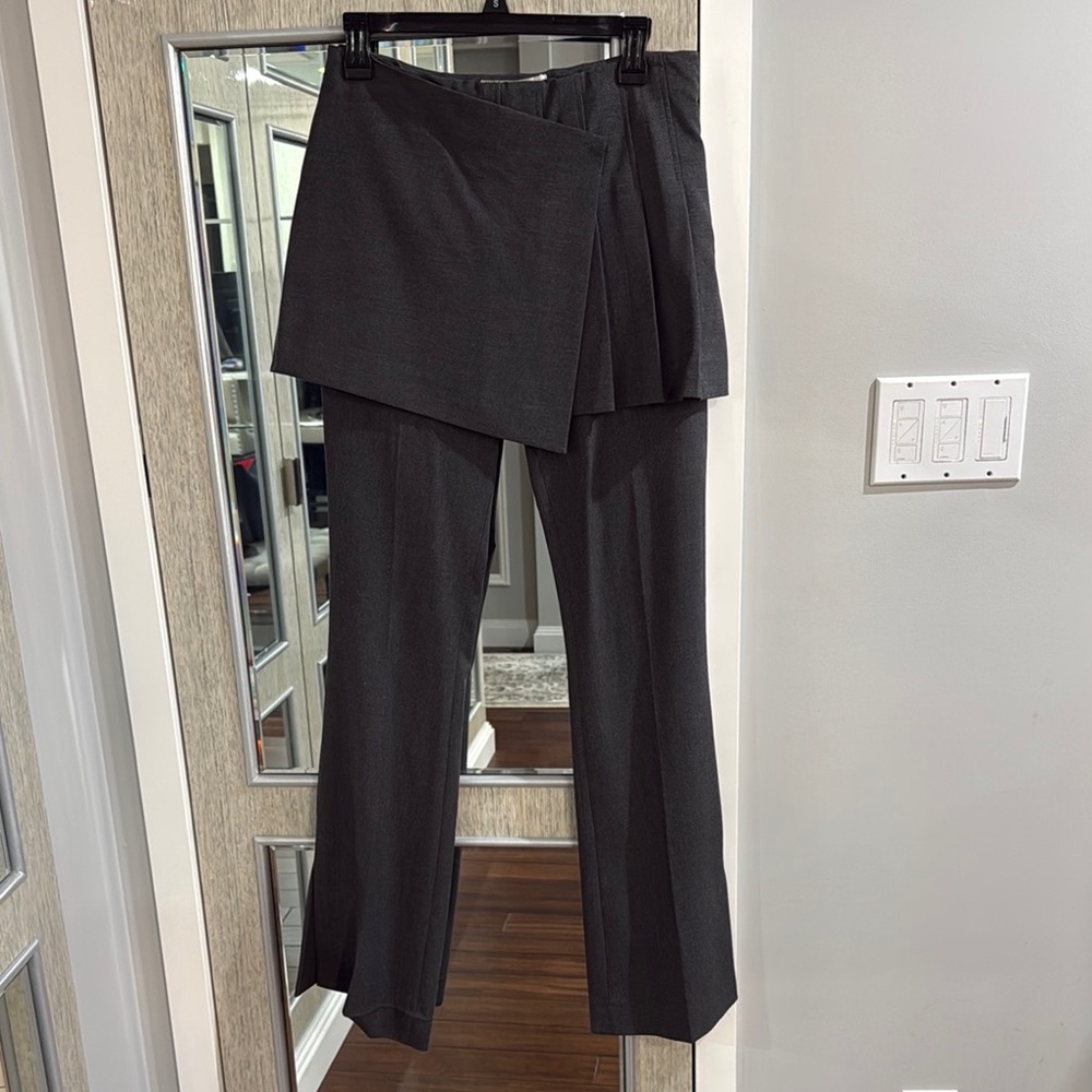 Asymmetric Overlay Black Wide-Leg Pants